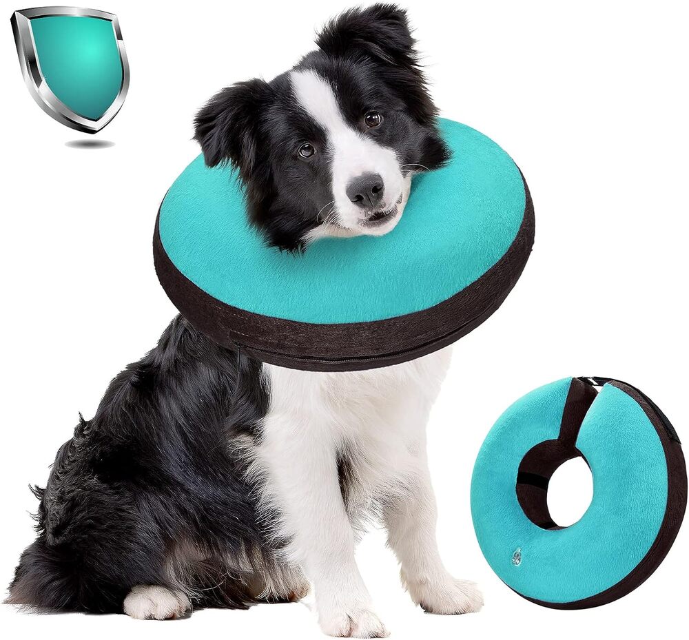 Dog/Cat Cone Alternative After Surgery, Inflatable Recovery Collar Large Teal